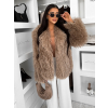 Hnědý faux fur kožešinový krátký kabátek HIENO