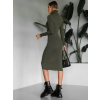 Khaki dlouhé svetrové rolákové šaty OKAROT