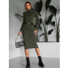 Khaki dlouhé svetrové rolákové šaty OKAROT