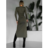 Khaki dlouhé šaty HELGARD s výstřihem