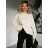 Krémový oversize stylový svetr AMEDIA