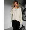 Krémový oversize stylový svetr AMEDIA