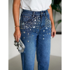 Modré mom džíny TARYN s kamínky