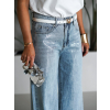 Modré široké třpytivé wide leg džíny LANANH