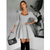 Šedé krátké áčkové vypasované šaty QUANG
