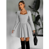 Šedé krátké áčkové vypasované šaty QUANG