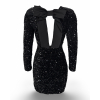 Černé krátké flitrované šaty WIDOW s mašlí