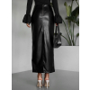 Černá koženková midi sukně OGELY