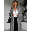 Šedý dlouhý elegantní oversize kabát KERRYL
