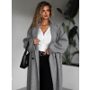 Šedý dlouhý elegantní oversize kabát KERRYL