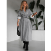 Šedý dlouhý elegantní oversize kabát KERRYL