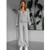Šedý svetrový kalhotový dvouřadý komplet HERKY