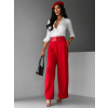 Červené široké elegantní kalhoty DONATELLA s páskem