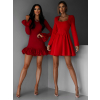 Červené krátké šaty HUYNH s volánem