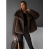 Hnědý fauxfur kožešinový kabátek KIRIAK