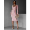 Růžové úpletové šaty VOLALA s výstřihem