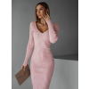 Růžové úpletové šaty VOLALA s výstřihem
