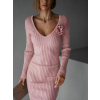 Růžové úpletové šaty VOLALA s výstřihem