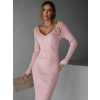 Růžové úpletové šaty VOLALA s výstřihem