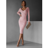 Růžové úpletové šaty VOLALA s výstřihem