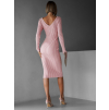 Růžové úpletové šaty VOLALA s výstřihem