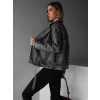 Šedá koženková biker bunda NATALKA