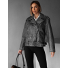 Šedá koženková biker bunda NATALKA