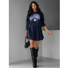 Tmavě modrý komplet PYLADES se skládanou sukní