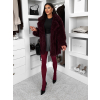 Vínový faux fur kožešinový kabátek CAMTU