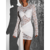 Bílé krátké mini krajkované šaty STRACHY