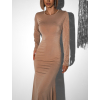 Hnědé dlouhé elastické šaty LYDIE