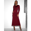 Vínové dlouhé elastické šaty LYDIE