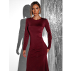 Vínové dlouhé elastické šaty LYDIE
