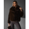Hnědý krátký faux fur kožešinový kabátek HILARI