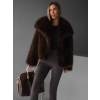Hnědý krátký faux fur kožešinový kabátek HILARI