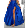 Modrá saténová dlouhá zavinovací sukně DENISSE
