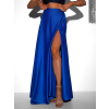 Modrá saténová dlouhá zavinovací sukně DENISSE