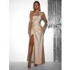 Zlaté asymetrické dlouhé šaty FIAMMAR