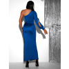Královsky modré večerní asymetrické dlouhé šaty DUFOUR