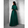Smaragdové saténové dlouhé šaty GO HOME s výstřihem