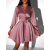 Starorůžové zavinovací šaty WILTON s dlouhým rukávem