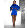 Královsky modré saténové krátké šaty VOLALIT s dlouhým rukávem