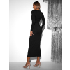 Černé dlouhé šaty HOPERY s dlouhým rukávem a výstřihem