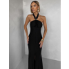 Černé večerní dlouhé šaty TRUCE s holými zády