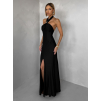 Černé večerní dlouhé šaty TRUCE s holými zády