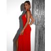 Červené večerní dlouhé šaty TRUCE s holými zády