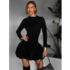 Černé krátké balónové šaty  SHREKY s dlouhým rukávem