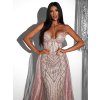 Béžovorůžové luxusní plesové šaty ROBES s kamínky
