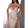 Béžovorůžové luxusní plesové šaty ROBES s kamínky