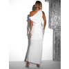 Bílé elegantní večerní dlouhé šaty KHAN
